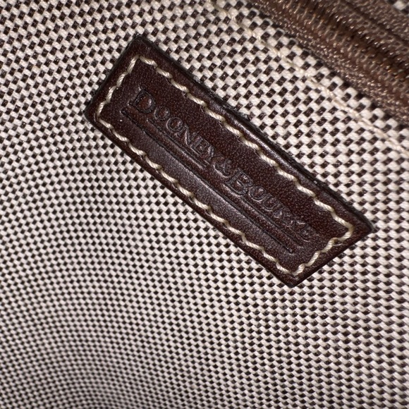 Dooney & Bourke DB Monogram Satchel Bag Brown Leather Trim Canvas&Coin Pouch - Picture 8 of 11